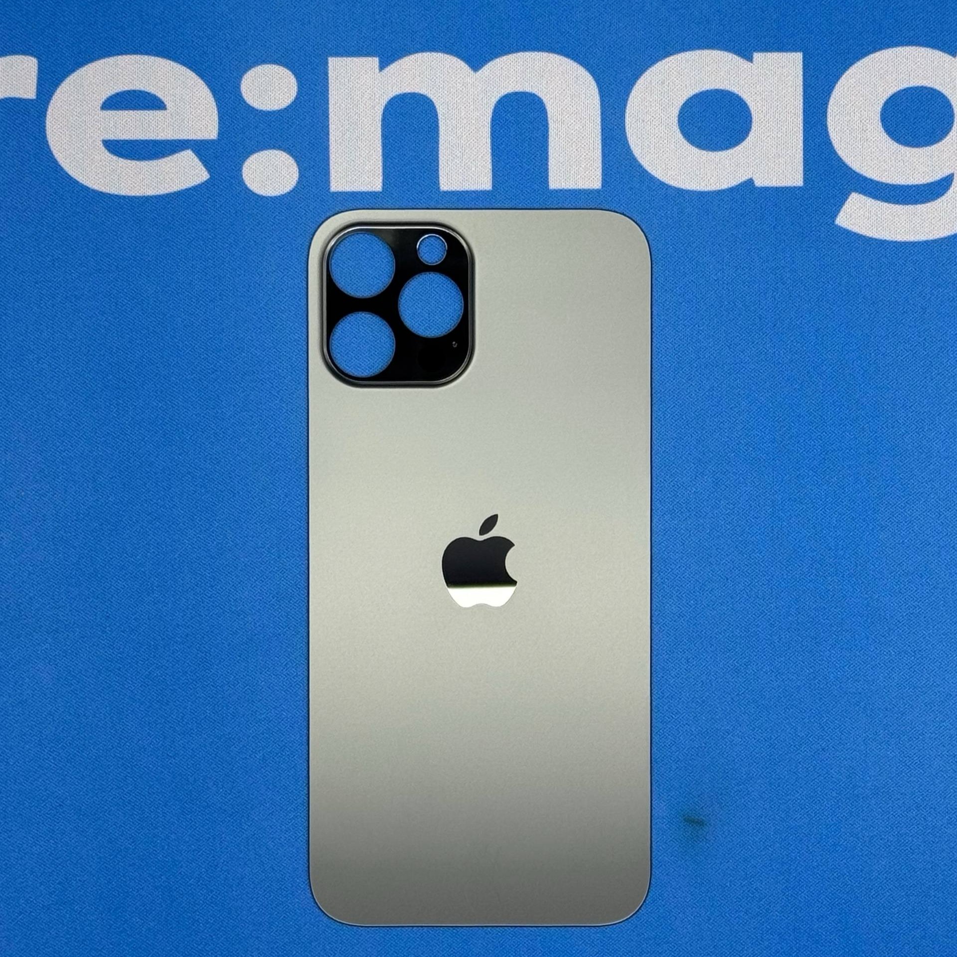 Заднее стекло iPhone 12 Pro Max Черное (широкий вырез)