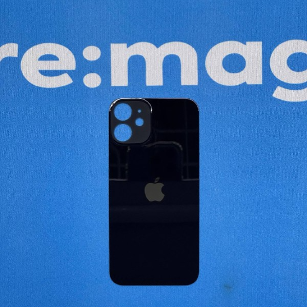Заднее стекло iPhone 12 mini Черное (широкий вырез)