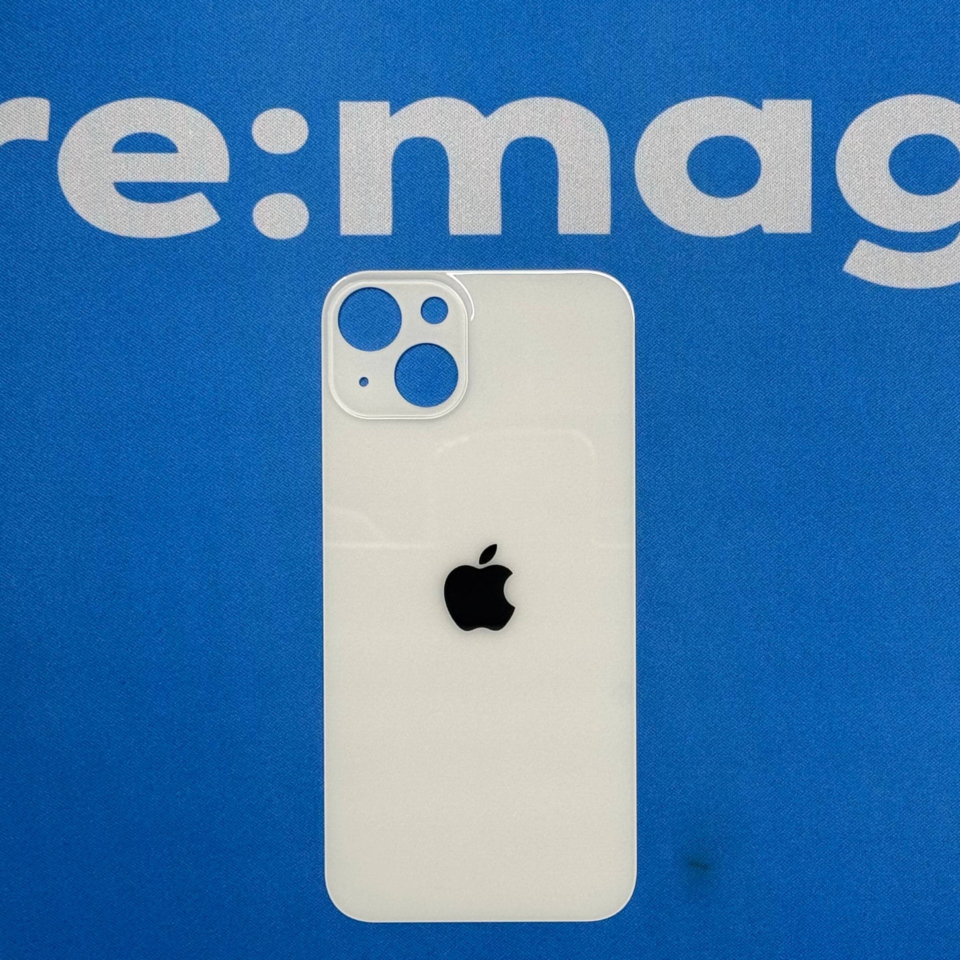 Заднее стекло iPhone 13 Белое (широкий вырез)