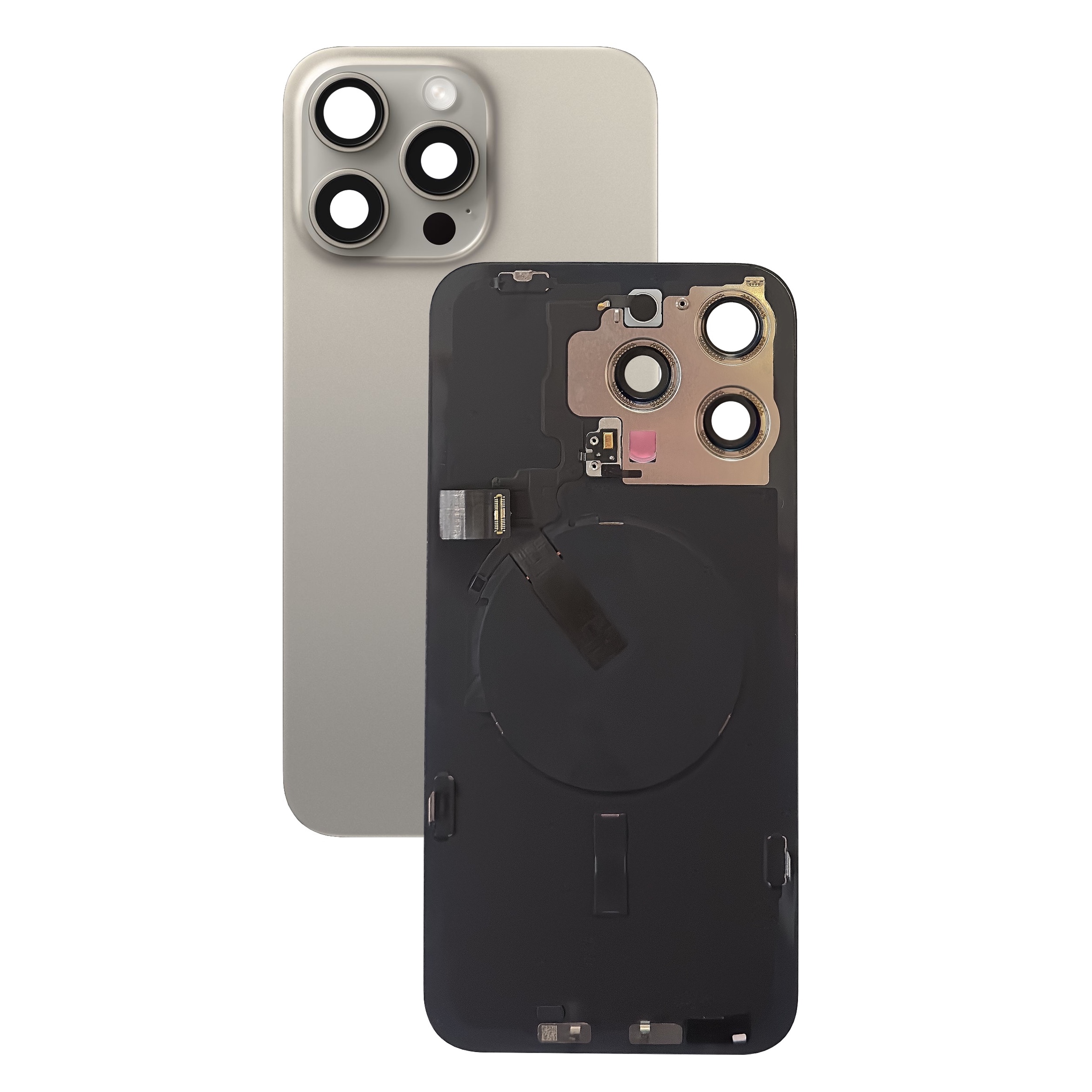 Задняя крышка для iPhone 15 Pro Max Natural Titanium - бежевая (Оригинал снятая)