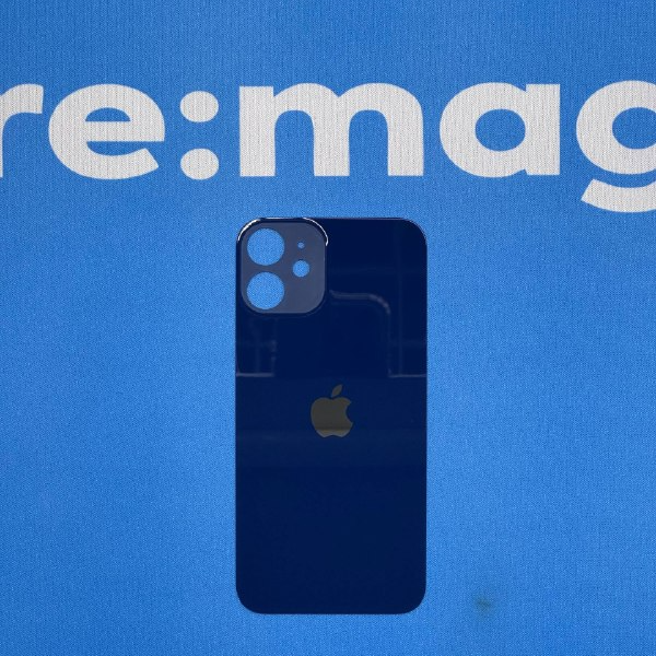 Заднее стекло iPhone 12 mini Синее (широкий вырез)