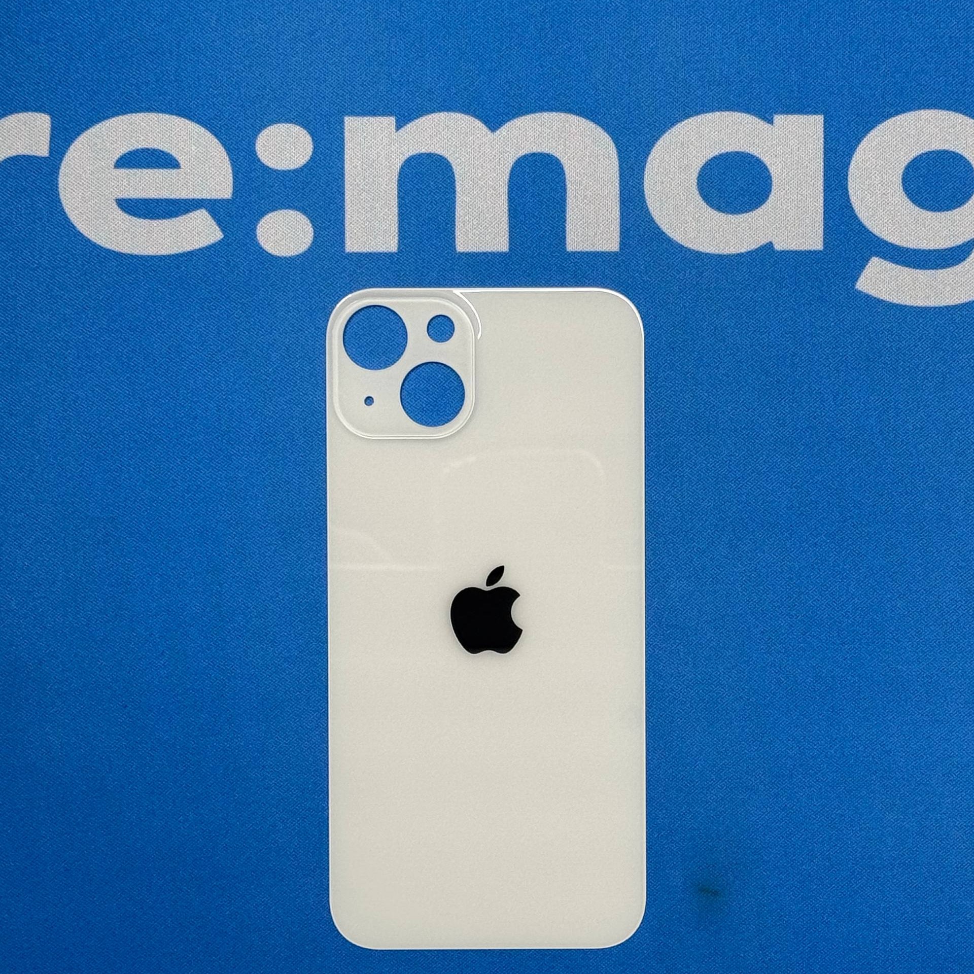 Заднее стекло iPhone 13 mini Белое (широкий вырез)