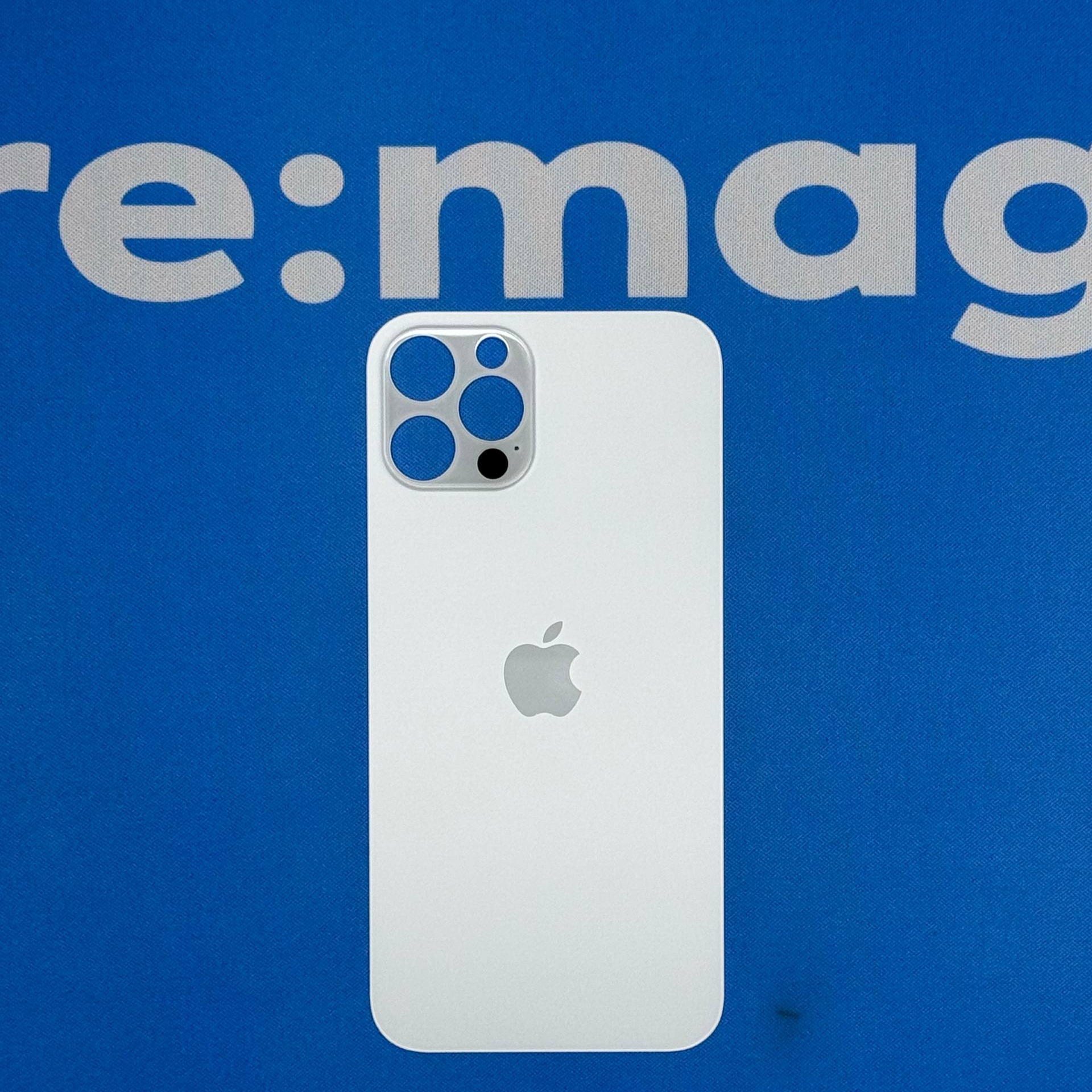 Заднее стекло iPhone 12 Pro Белое (широкий вырез)