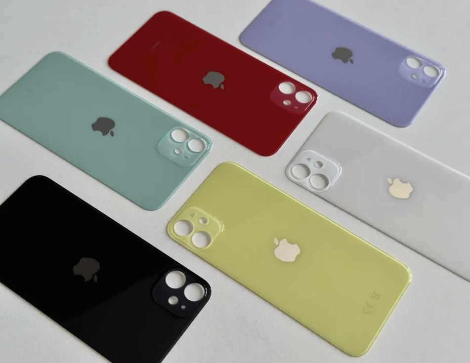 Задняя крышка для iPhone 11 белый (стекло, монолит, широкий вырез под камеру, логотип) - Премиум