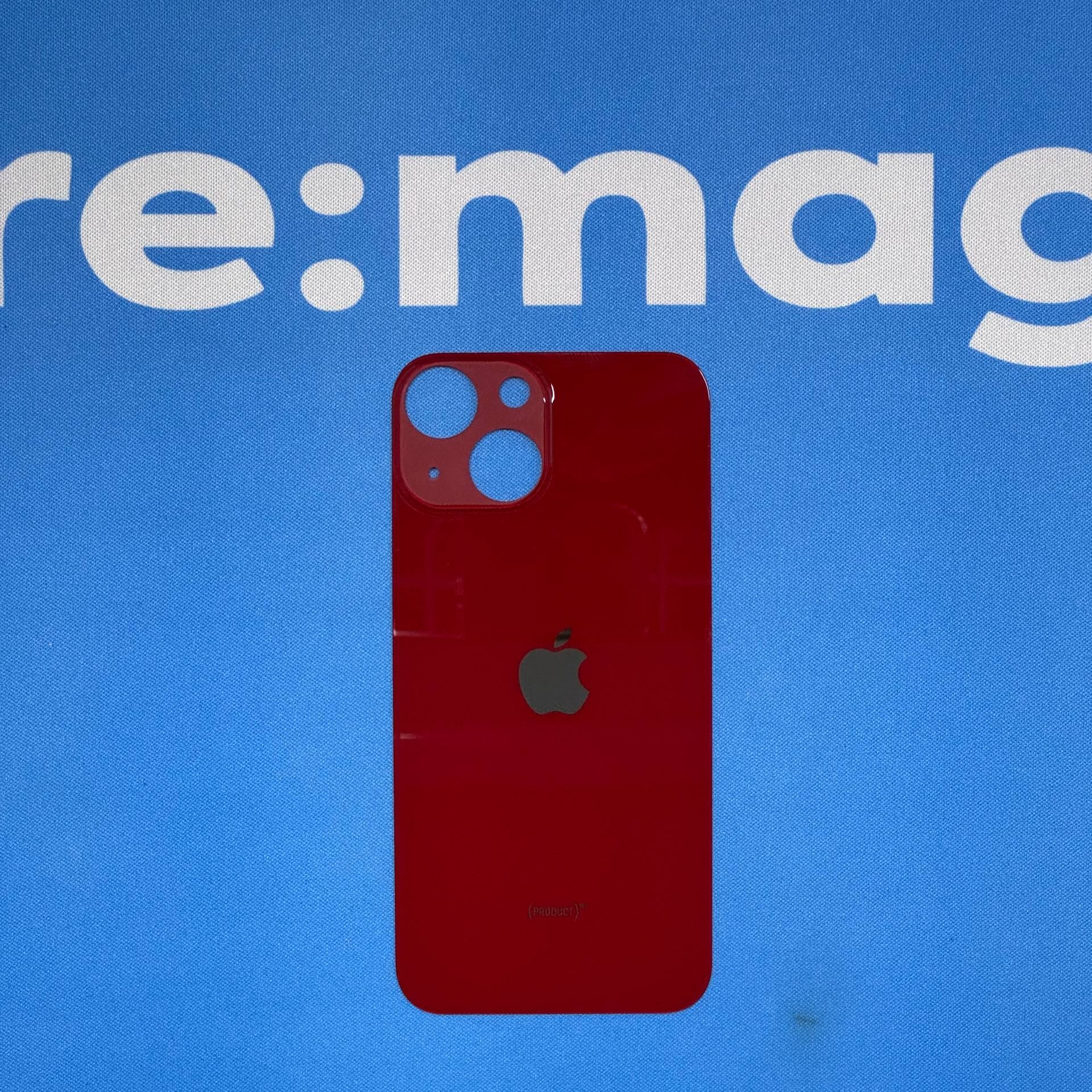 Заднее стекло iPhone 13 mini Красное (широкий вырез)