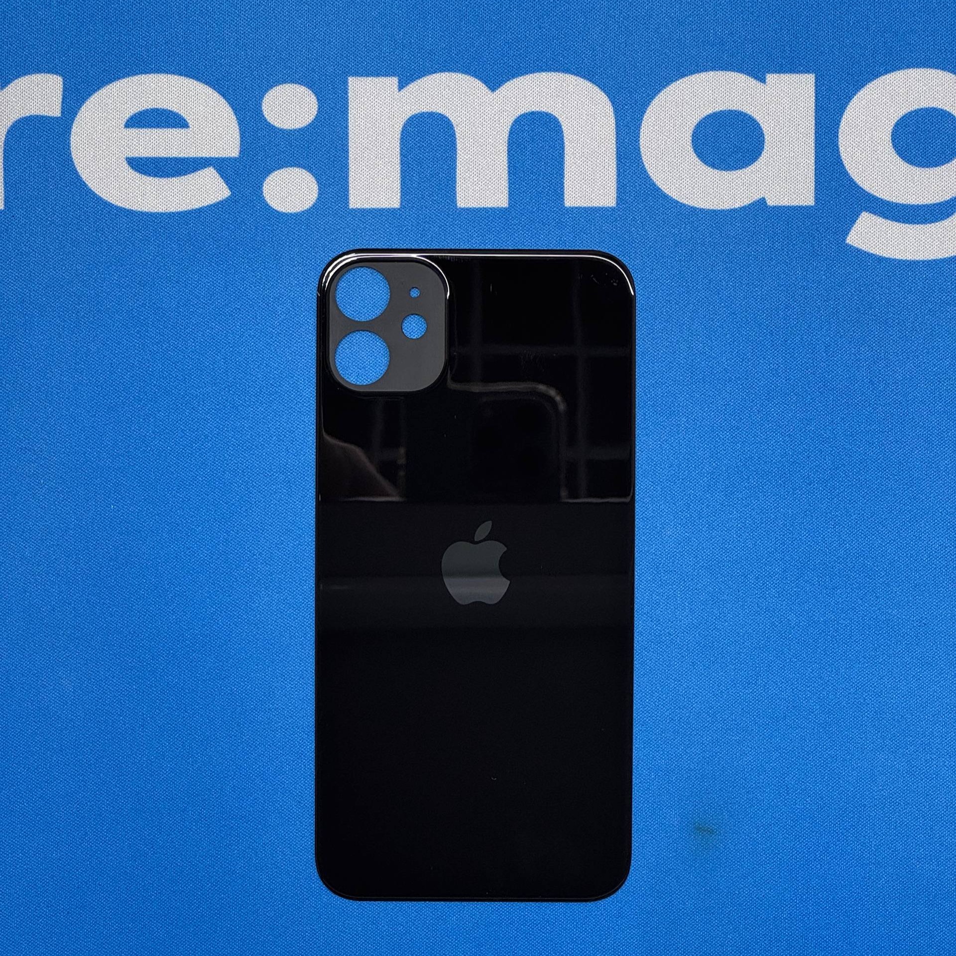 Заднее стекло iPhone 11 Черное (широкий вырез)