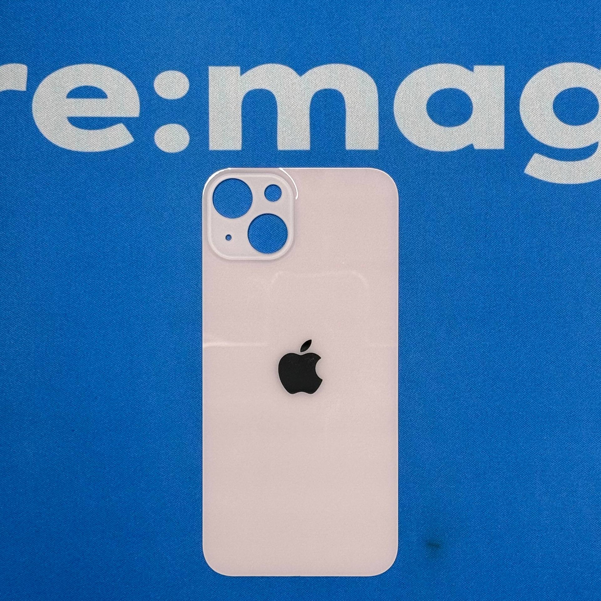 Заднее стекло iPhone 13 mini Розовое (широкий вырез)