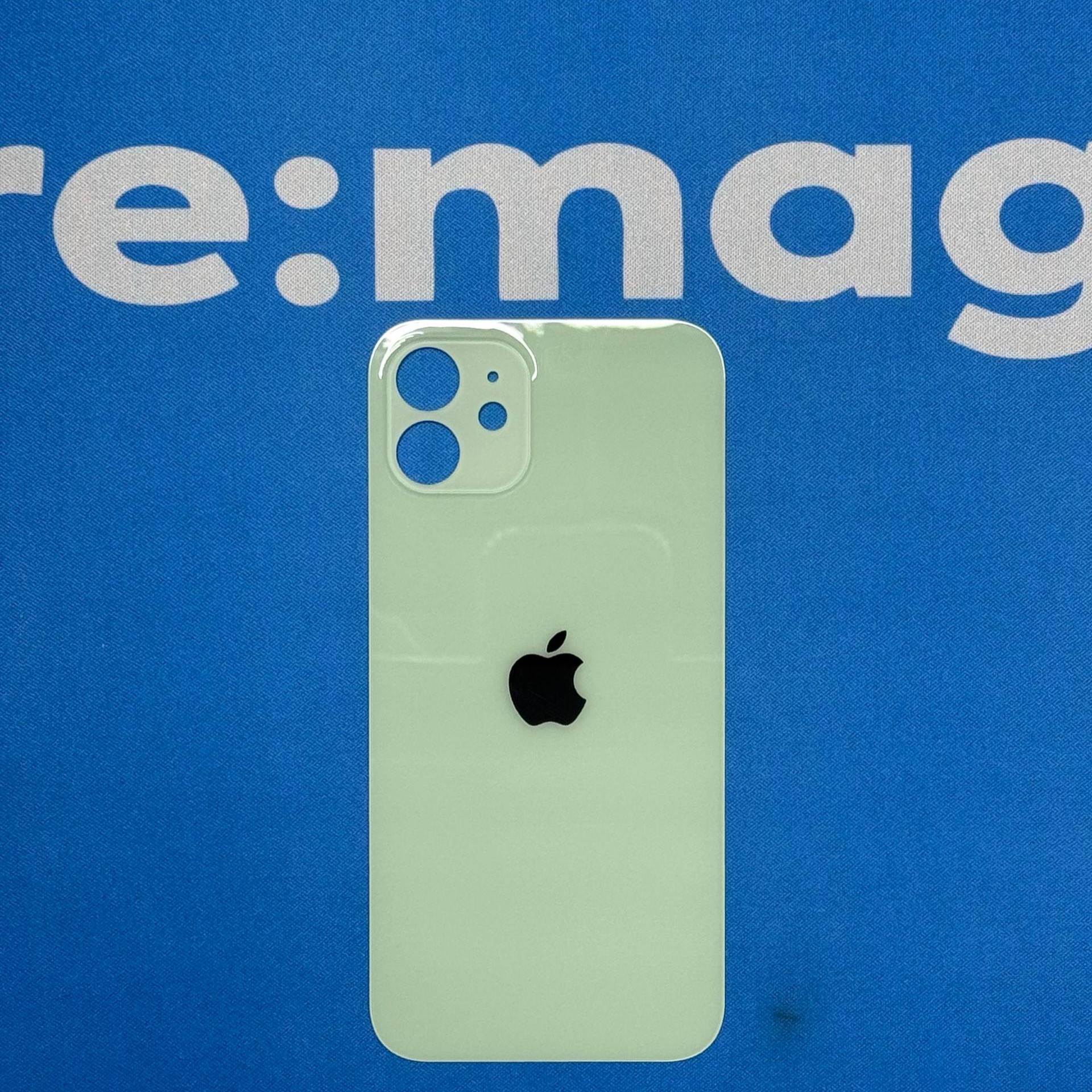 Заднее стекло iPhone 12 Зеленое (широкий вырез)
