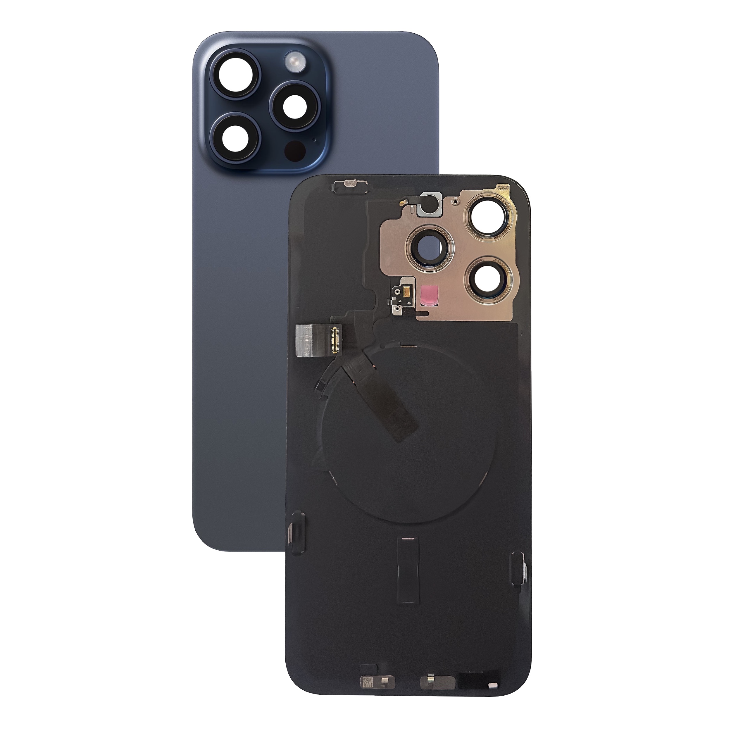 Задняя крышка для iPhone 15 Pro Max Blue Titanium - синяя (Оригинал снятая)