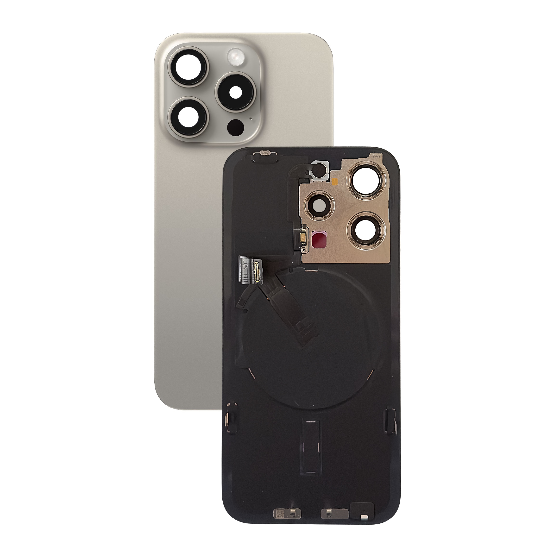 Задняя крышка для iPhone 15 Pro Natural Titanium - бежевая  (Оригинал снятая)